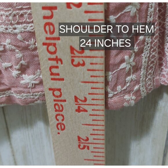 NWT VOY Pink/Mauve Floral Embroidered Ruffle Sleeve Top Boho - Picture 6 of 7